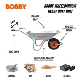 BOBBY Wheelbarrow Galvanized Heavy Duty 90LT